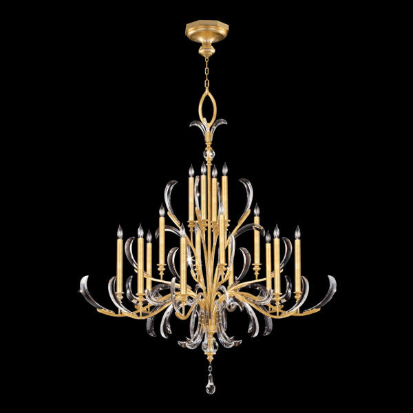 Fine Art Handcrafted Lighting Beveled Arcs 58"W Round Chandelier in Standard Gold Leaf (739640-SF3)