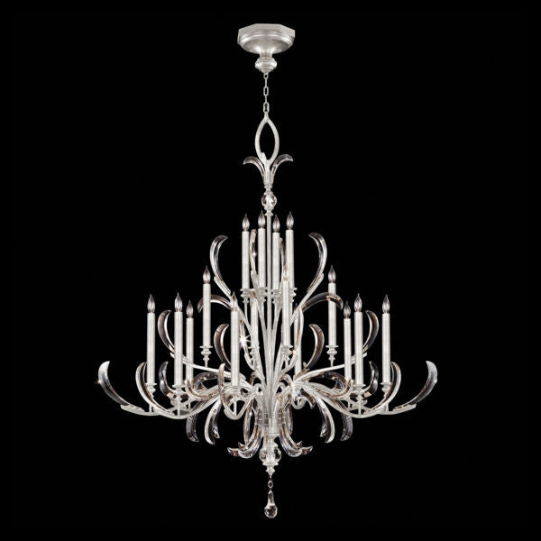 Fine Art Handcrafted Lighting Beveled Arcs 58"W Round Chandelier in Standard Silver Leaf (739640-SF4)