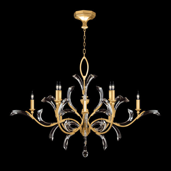 Fine Art Handcrafted Lighting Beveled Arcs 57"W Round Chandelier in Standard Gold Leaf (701240-SF3)