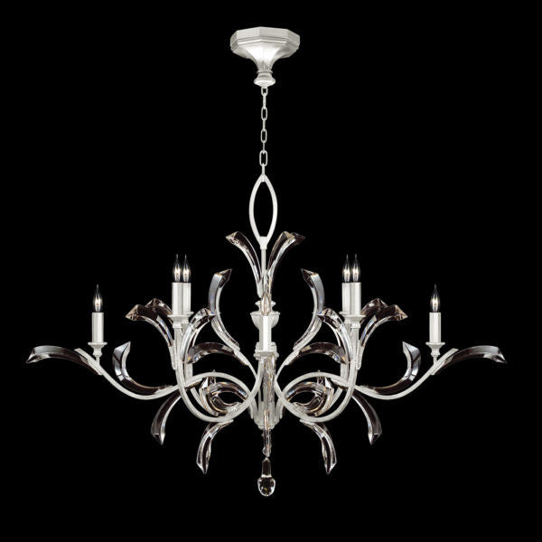 Fine Art Handcrafted Lighting Beveled Arcs 57"W Round Chandelier in Standard Silver Leaf (701240-SF4)