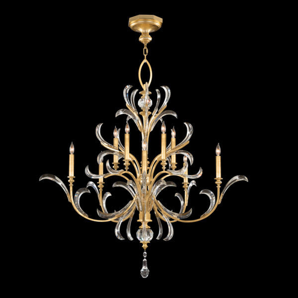 Fine Art Handcrafted Lighting Beveled Arcs 56"W Round Chandelier 701340 in Standard Gold Leaf (701340-SF3)