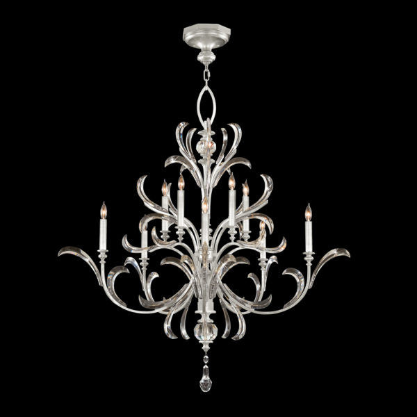 Fine Art Handcrafted Lighting Beveled Arcs 56"W Round Chandelier 701340 in Standard Silver Leaf (701340-SF4)