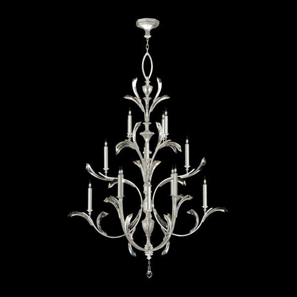 Fine Art Handcrafted Lighting Beveled Arcs 56"W Round Chandelier 702040 in Standard Silver Leaf (702040-SF4)