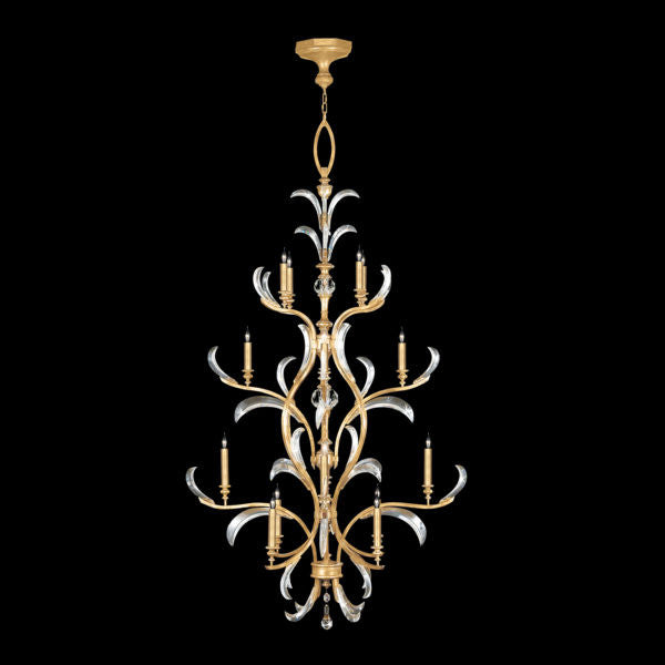 Fine Art Handcrafted Lighting Beveled Arcs 48"W Round Chandelier in Standard Gold Leaf (704040-SF3)