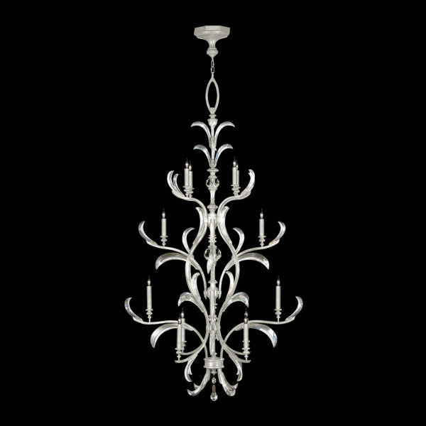 Fine Art Handcrafted Lighting Beveled Arcs 48"W Round Chandelier in Standard Silver Leaf (704040-SF4)