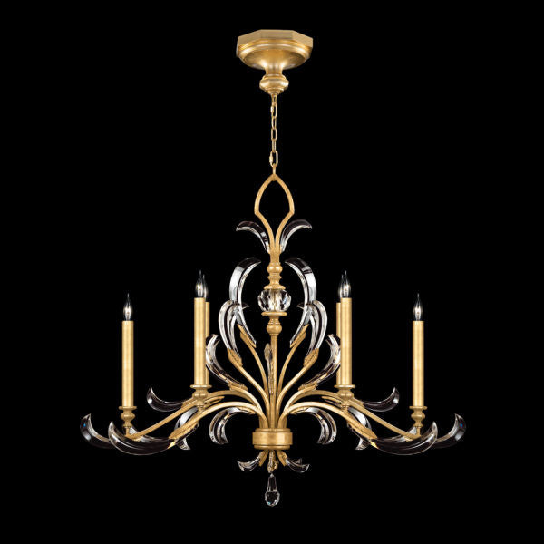 Fine Art Handcrafted Lighting Beveled Arcs 44"W Oblong Chandelier in Standard Gold Leaf (739240-SF3)