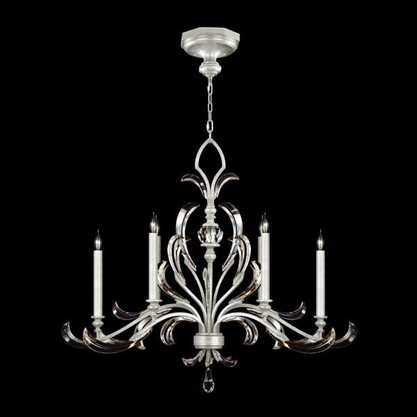 Fine Art Handcrafted Lighting Beveled Arcs 44"W Oblong Chandelier in Standard Silver Leaf (739240-SF4)