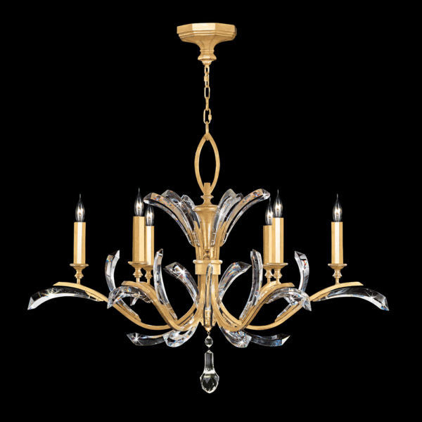 Fine Art Handcrafted Lighting Beveled Arcs 42"W Round Chandelier in Standard Gold Leaf (702440-SF3)