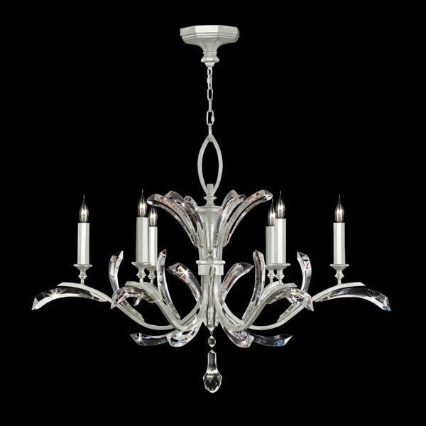 Fine Art Handcrafted Lighting Beveled Arcs 42"W Round Chandelier in Standard Silver Leaf (702440-SF4)