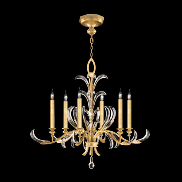 Fine Art Handcrafted Lighting Beveled Arcs 37"W Round Chandelier in Standard Gold Leaf (739140-SF3)