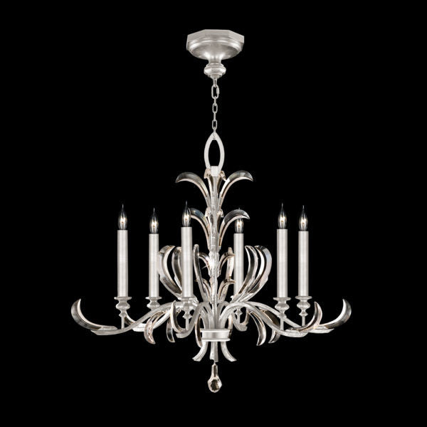 Fine Art Handcrafted Lighting Beveled Arcs 37"W Round Chandelier in Standard Silver Leaf (739140-SF4)