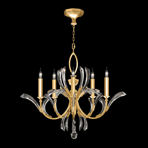 Fine Art Handcrafted Lighting Beveled Arcs 36"W Round Chandelier in Standard Gold Leaf (702240-SF3)
