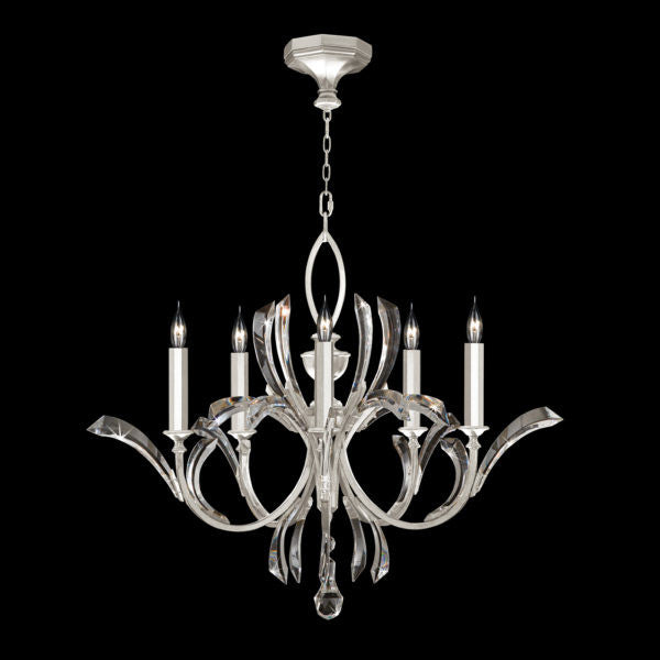 Fine Art Handcrafted Lighting Beveled Arcs 36"W Round Chandelier in Standard Silver Leaf (702240-SF4)