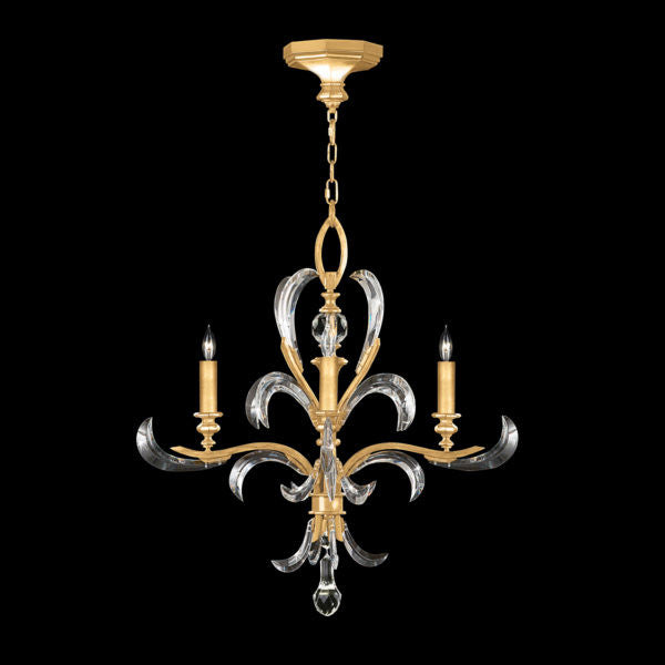 Fine Art Handcrafted Lighting Beveled Arcs 28"W Round Chandelier in Standard Gold Leaf (701540-SF3)