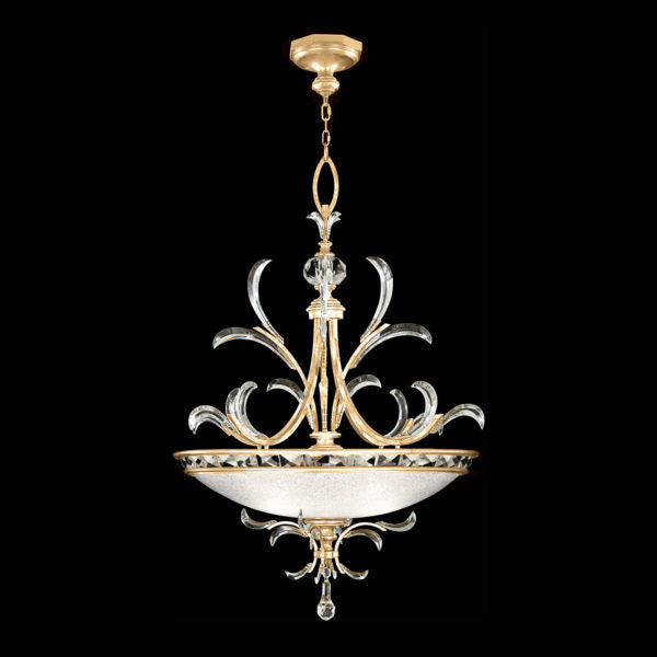 Fine Art Handcrafted Lighting Beveled Arcs 44"W Round Pendant in Standard Gold Leaf (704440-SF3)