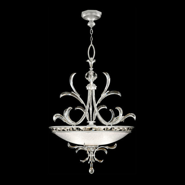 Fine Art Handcrafted Lighting Beveled Arcs 44"W Round Pendant in Standard Silver Leaf (704440-SF4)