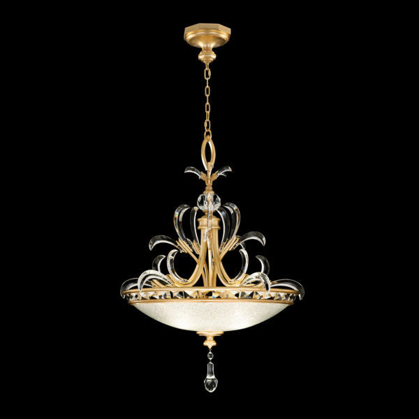 Fine Art Handcrafted Lighting Beveled Arcs 32"W Round Pendant in Standard Gold Leaf (704540-SF3)