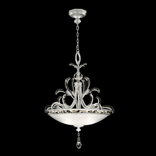 Fine Art Handcrafted Lighting Beveled Arcs 32"W Round Pendant in Standard Silver Leaf (704540-SF4)