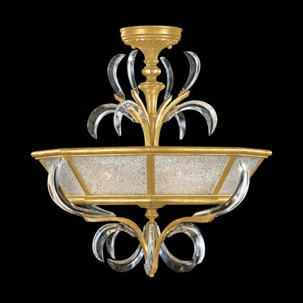 Fine Art Handcrafted Lighting Beveled Arcs 26"W Round Semi-Flush Mount in Standard Gold Leaf (704340-SF3)