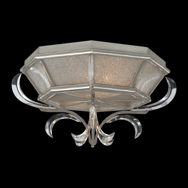 Fine Art Handcrafted Lighting Beveled Arcs 26"W Round Flush Mount in Standard Silver Leaf (704240-SF4)