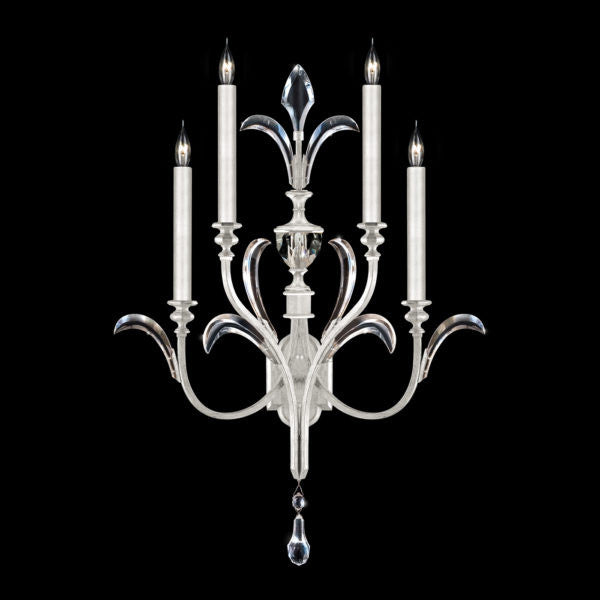 Fine Art Handcrafted Lighting Beveled Arcs 36"H Sconce in Standard Silver Leaf (738650-SF4)