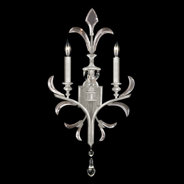 Fine Art Handcrafted Lighting Beveled Arcs 32"H Sconce in Standard Silver Leaf (704850-SF4)