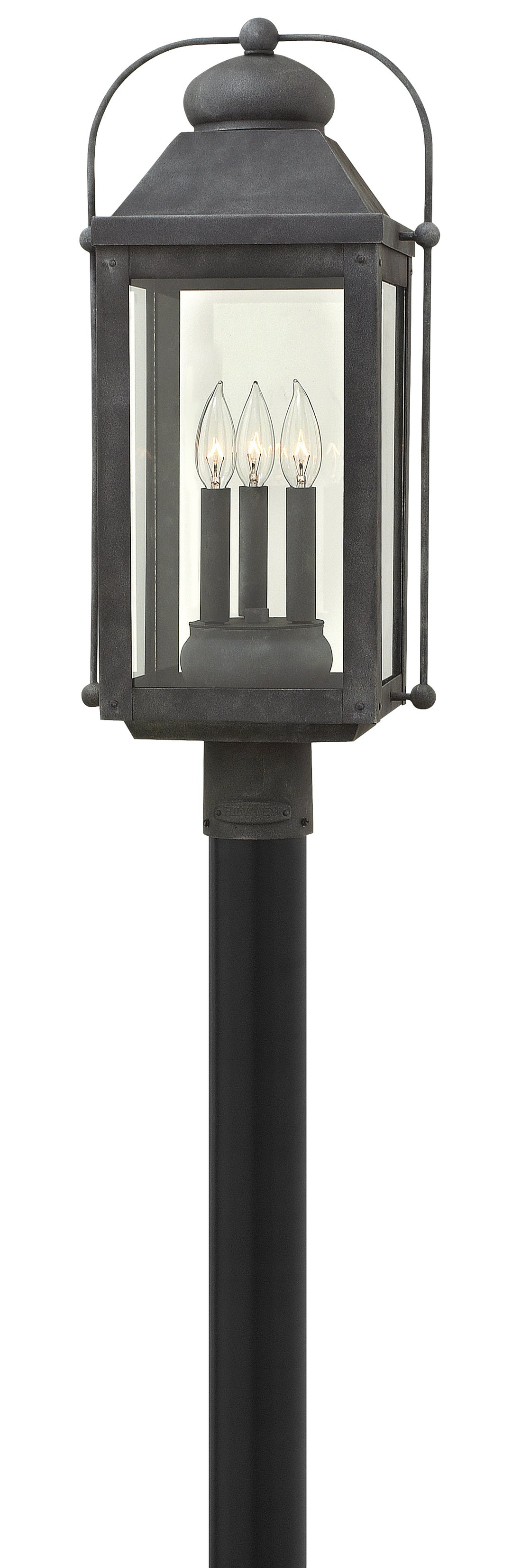 Hinkley Anchorage Outdoor Post Mount Lantern Large Post Mount Lantern Aged Zinc 1851DZ