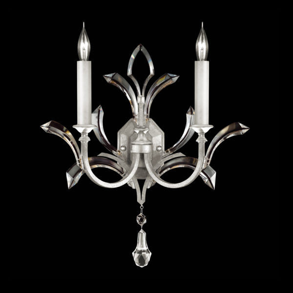 Fine Art Handcrafted Lighting Beveled Arcs 22"H Sconce in Standard Silver Leaf (701850-SF4)