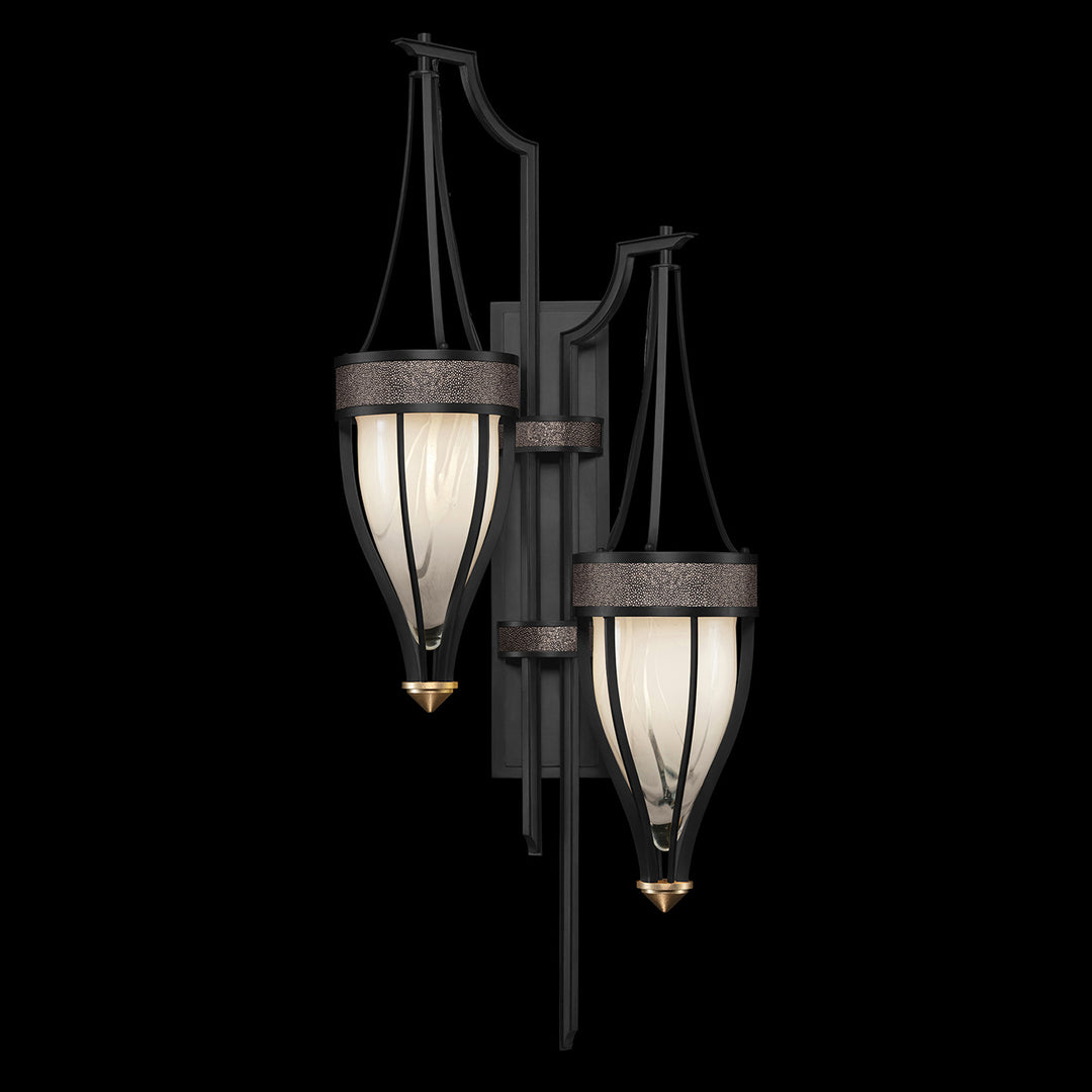 Fine Art Handcrafted Lighting Mirage 41.5"H Sconce 100046 in Standard Black Iron, Brass, Pebble (100046-111)