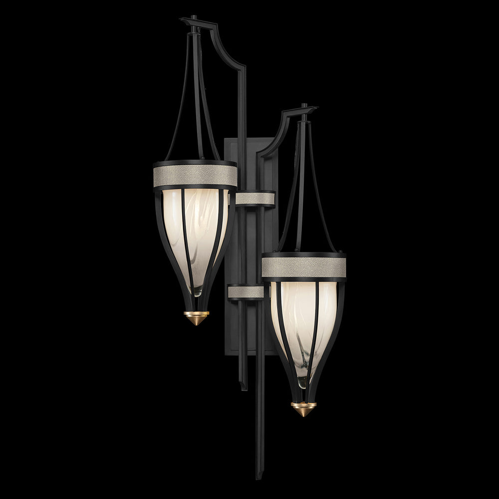 Fine Art Handcrafted Lighting Mirage 41.5"H Sconce 100046 in Standard Black Iron, Brass, Coco (100046-112)