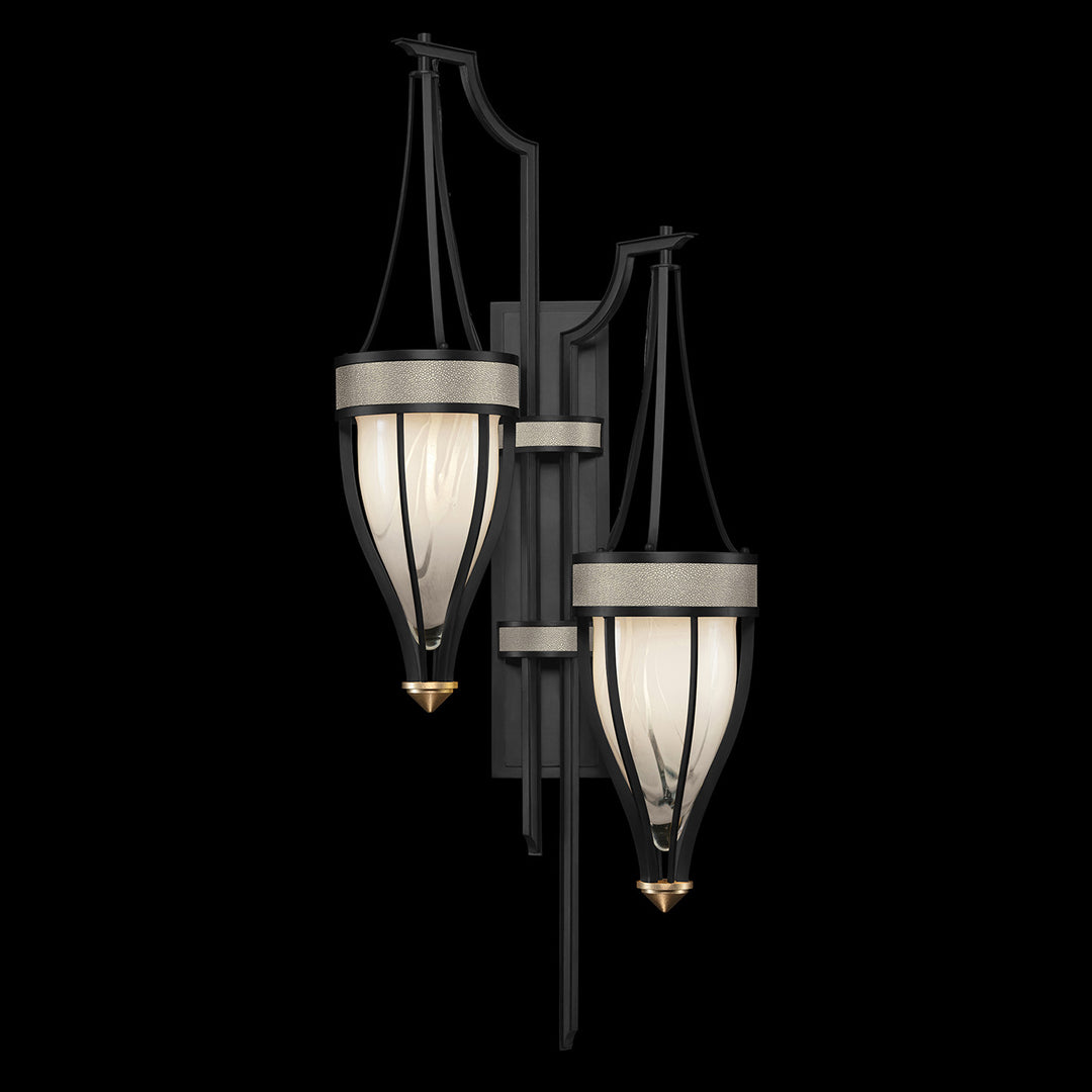 Fine Art Handcrafted Lighting Mirage 41.5"H Sconce 100046 in Standard Black Iron, Brass, Coco (100046-112)