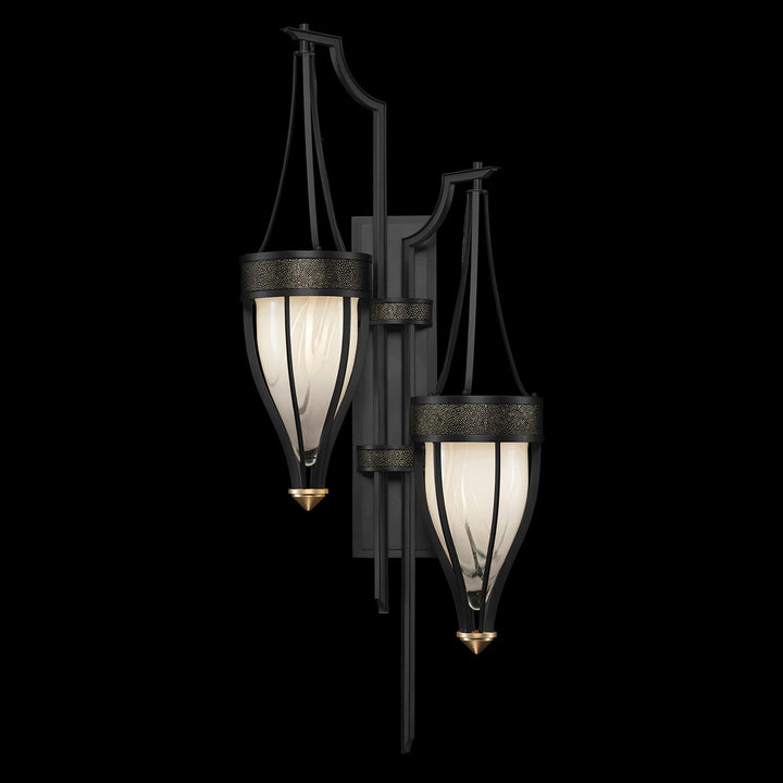 Fine Art Handcrafted Lighting Mirage 41.5"H Sconce 100046 in Standard Black Iron, Brass, Black Knight (100046-113)