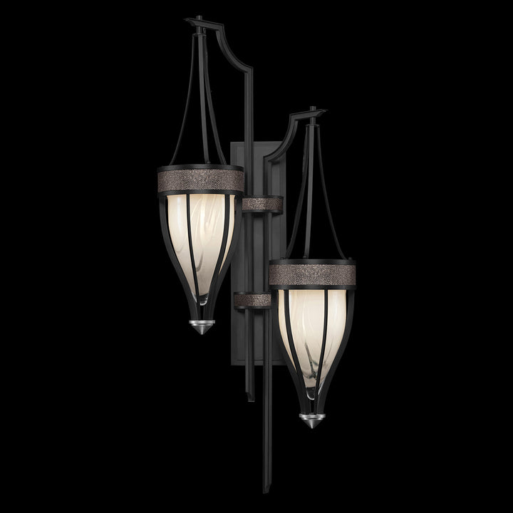 Fine Art Handcrafted Lighting Mirage 41.5"H Sconce 100046 in Standard Black Iron, Nickel, Pebble (100046-121)