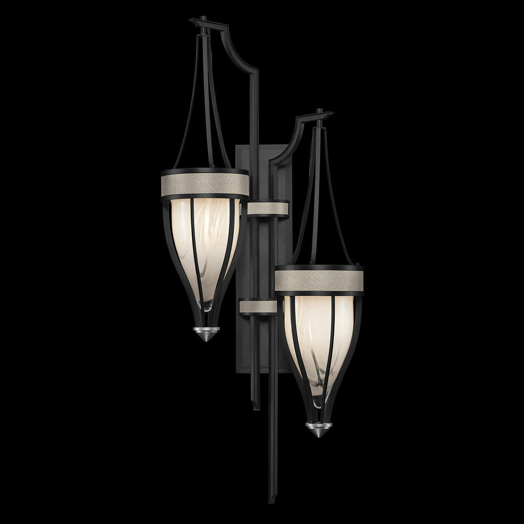 Fine Art Handcrafted Lighting Mirage 41.5"H Sconce 100046 in Standard Black Iron, Nickel, Coco (100046-122)