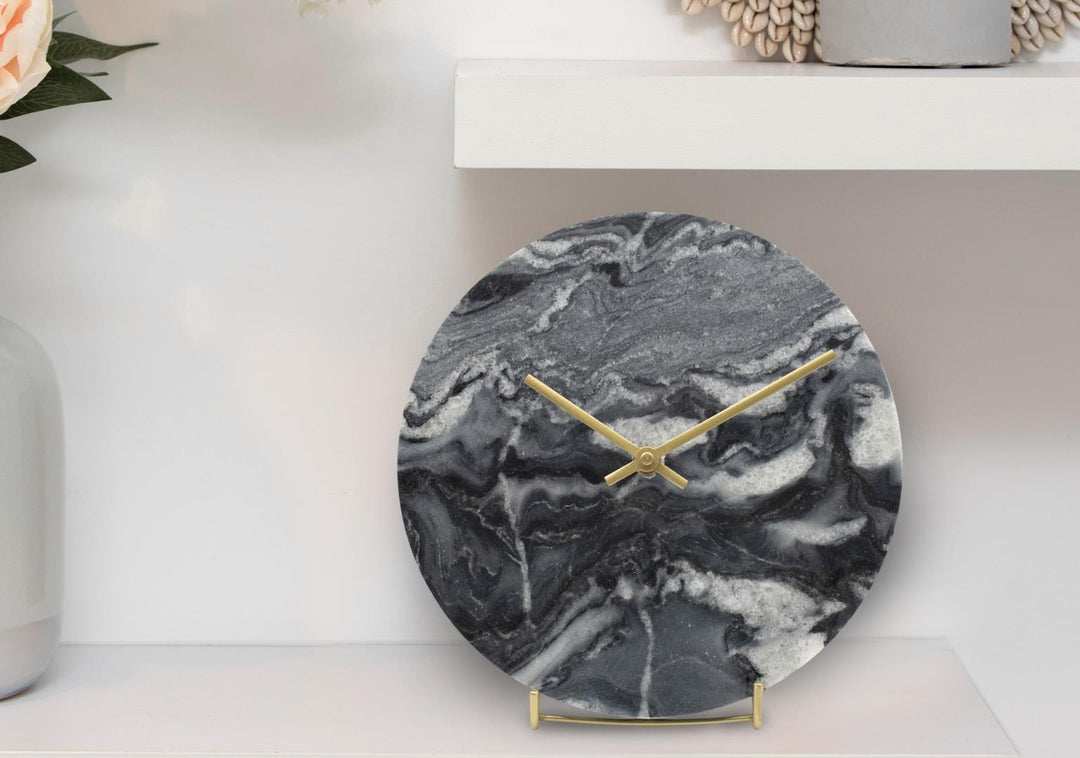 Howard Elliott Collection Piero Black Marble Clock