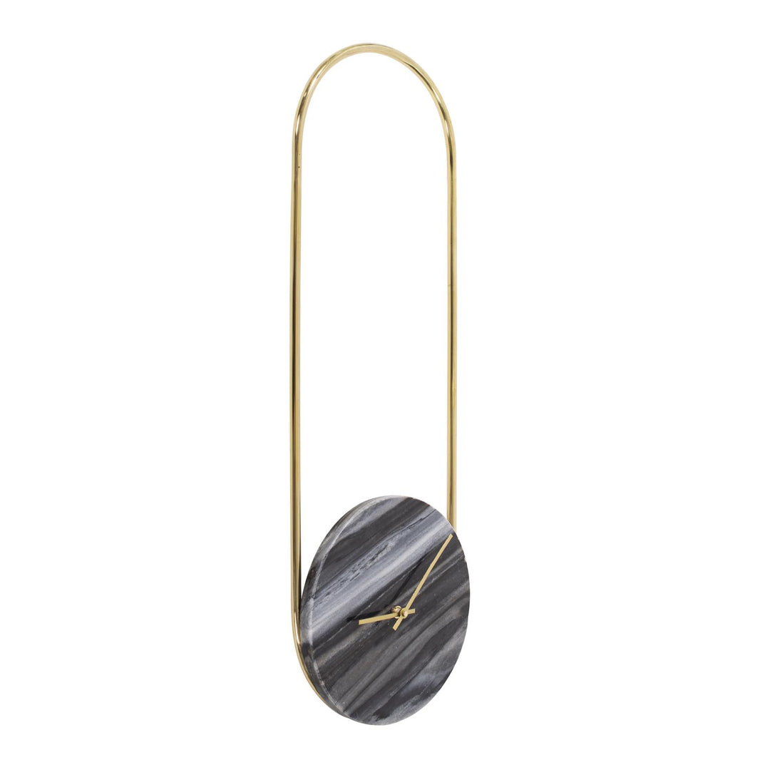 Howard Elliott Collection Balance of Mies Black Marble and Stainless Steel Clock