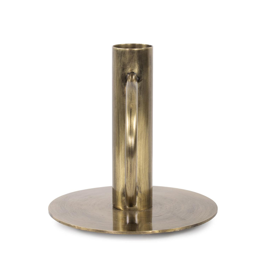 Howard Elliott Collection Italo Tall Antique Brass Candle Holder with Handle