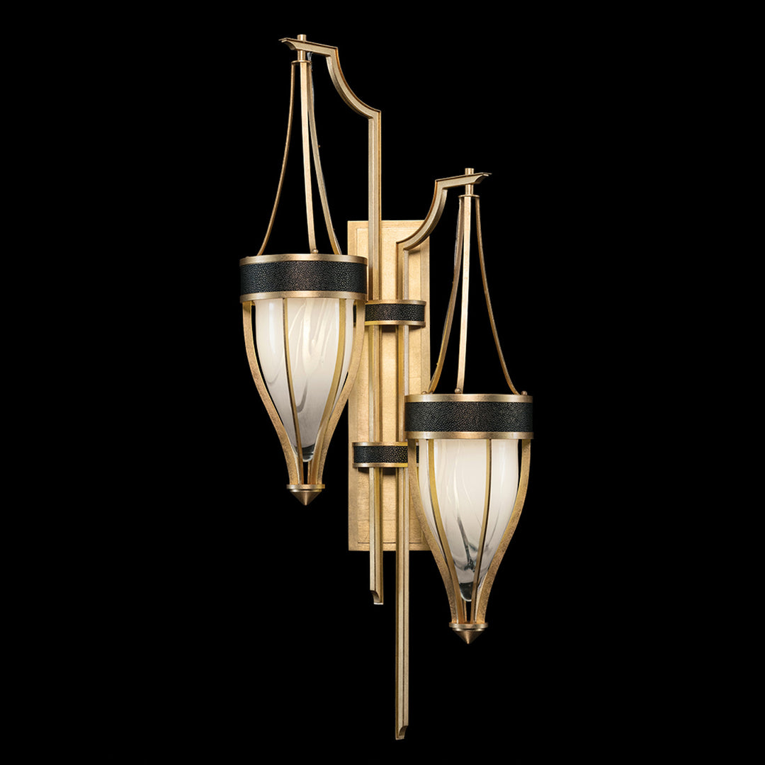Fine Art Handcrafted Lighting Mirage 41.5"H Sconce 100046 in Standard Gold Leaf, Brass, Black Knight (100046-313)