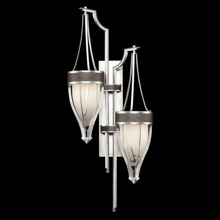 Fine Art Handcrafted Lighting Mirage 41.5"H Sconce 100046 in Standard Silver Leaf, Nickel, Pebble (100046-421)