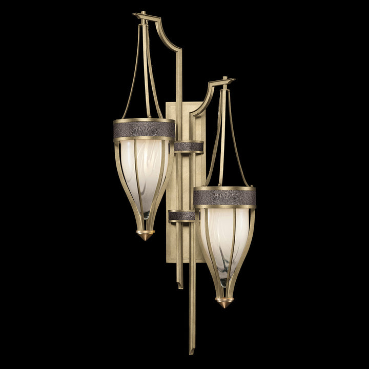Fine Art Handcrafted Lighting Mirage 41.5"H Sconce 100046 in Standard Soft Gold Leaf, Brass, Pebble (100046-511)