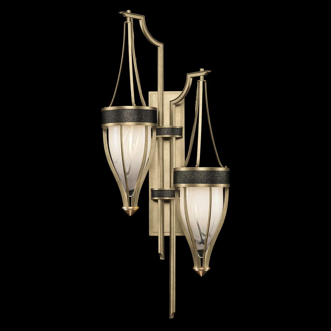 Fine Art Handcrafted Lighting Mirage 41.5"H Sconce 100046 in Standard Soft Gold Leaf, Brass, Black Knight (100046-513)