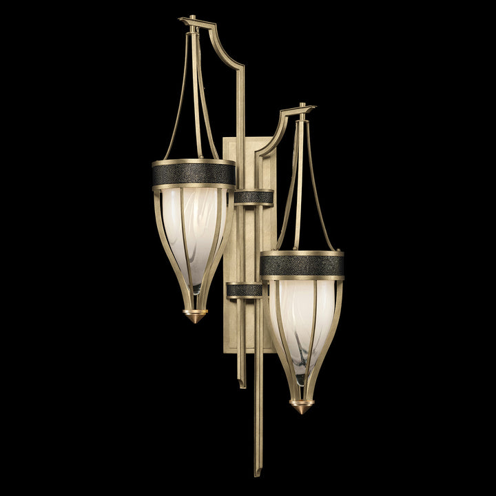 Fine Art Handcrafted Lighting Mirage 41.5"H Sconce 100046 in Standard Soft Gold Leaf, Brass, Black Knight (100046-513)