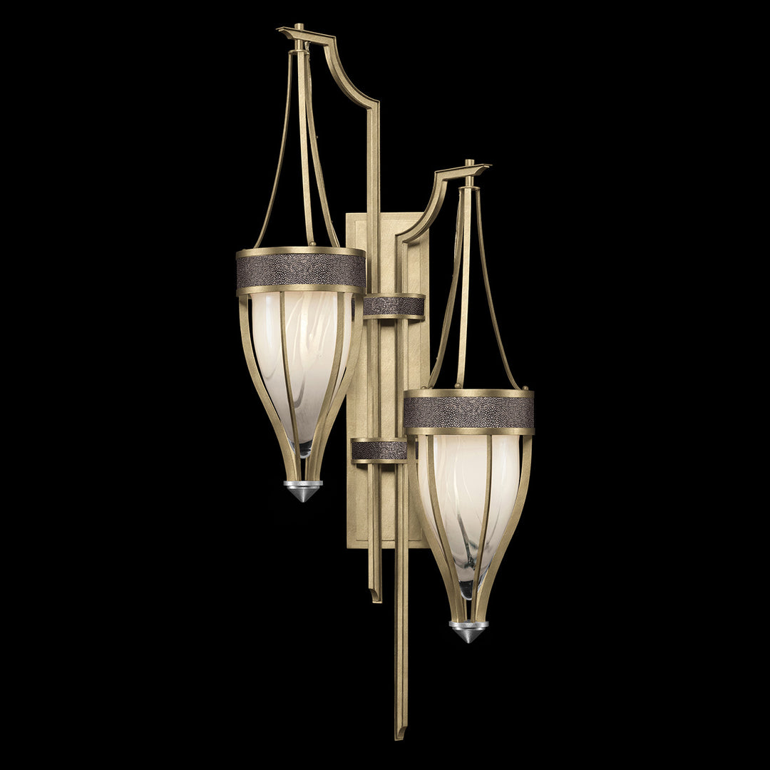 Fine Art Handcrafted Lighting Mirage 41.5"H Sconce 100046 in Standard Soft Gold Leaf, Nickel, Pebble (100046-521)