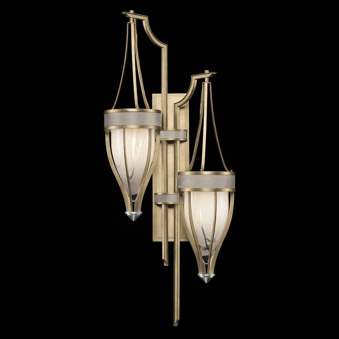 Fine Art Handcrafted Lighting Mirage 41.5"H Sconce 100046 in Standard Soft Gold Leaf, Nickel, Coco (100046-522)