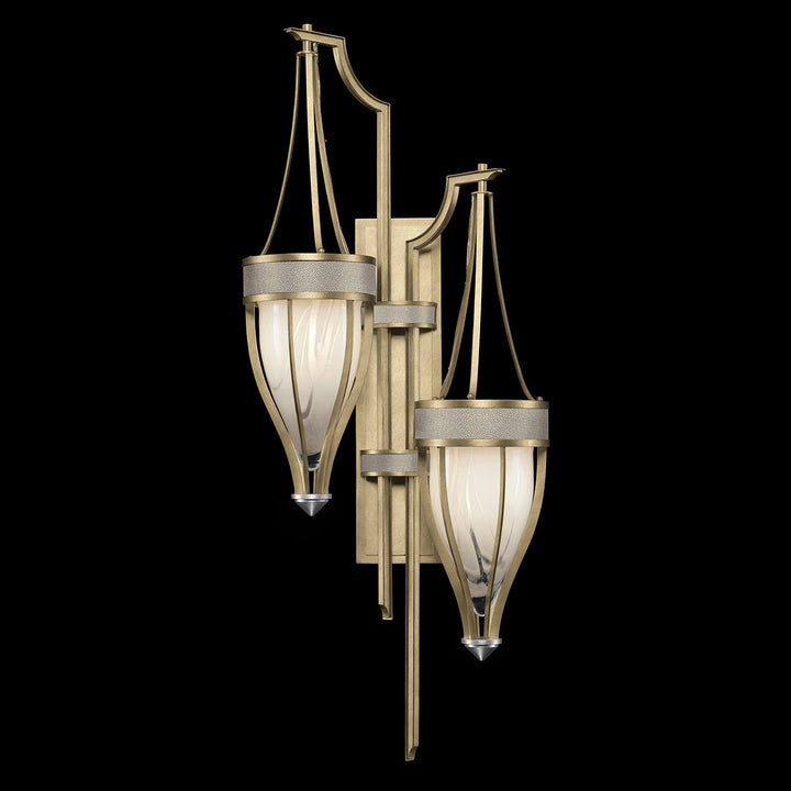 Fine Art Handcrafted Lighting Mirage 41.5"H Sconce 100046 in Standard Soft Gold Leaf, Nickel, Coco (100046-522)