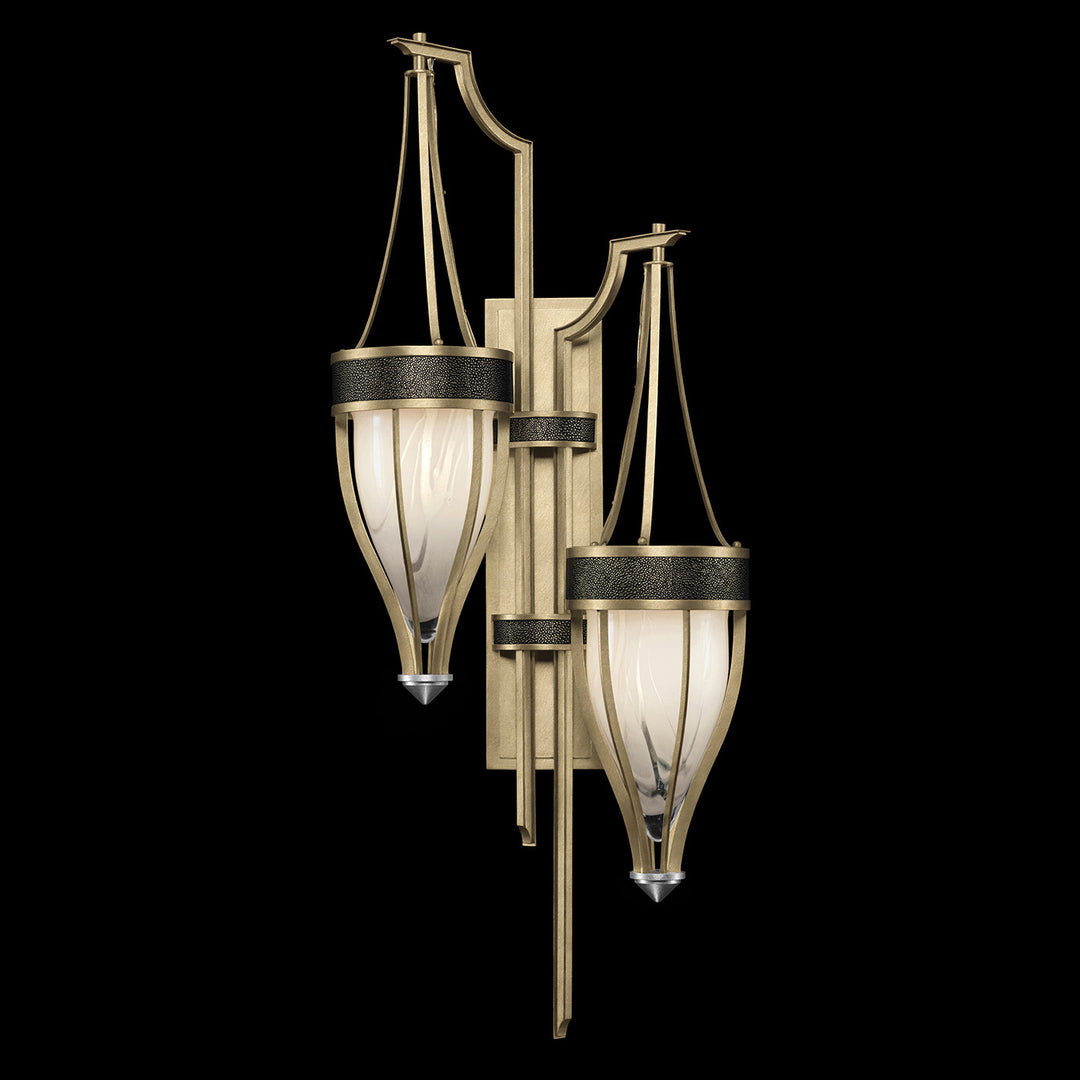 Fine Art Handcrafted Lighting Mirage 41.5"H Sconce 100046 in Standard Soft Gold Leaf, Nickel, Black Knight (100046-523)