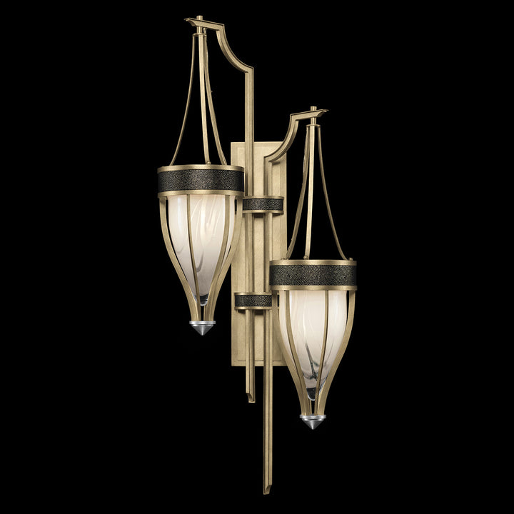 Fine Art Handcrafted Lighting Mirage 41.5"H Sconce 100046 in Standard Soft Gold Leaf, Nickel, Black Knight (100046-523)