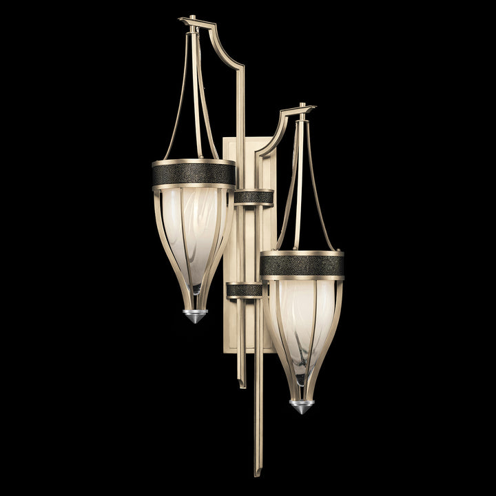 Fine Art Handcrafted Lighting Mirage 41.5"H Sconce 100046 in Champagne, Nickel, Black Knight (100046-623)