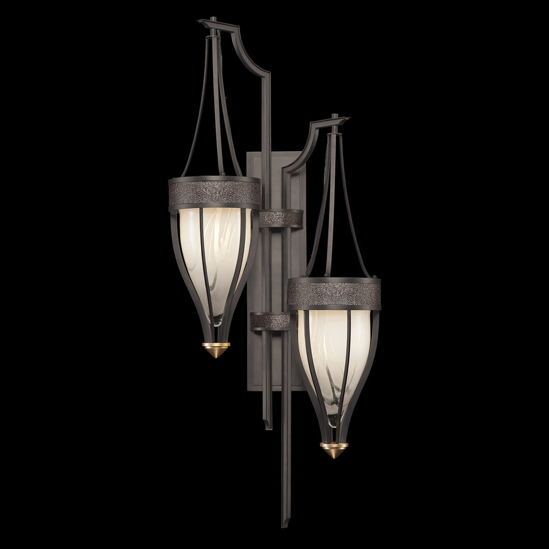 Fine Art Handcrafted Lighting Mirage 41.5"H Sconce 100046 in Midnight Steel, Brass, Pebble (100046-711)