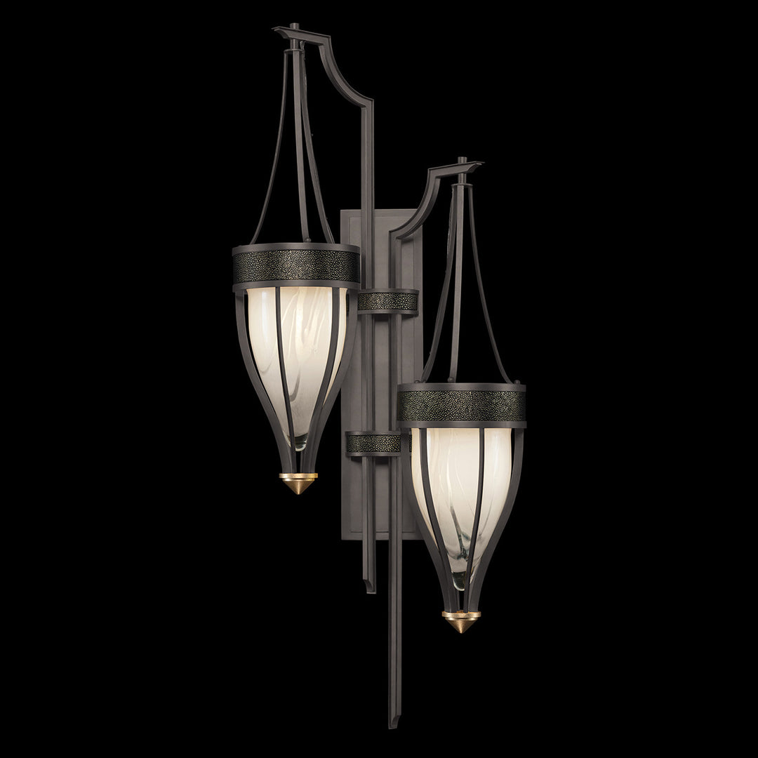 Fine Art Handcrafted Lighting Mirage 41.5"H Sconce 100046 in Midnight Steel, Brass, Black Knight (100046-713)